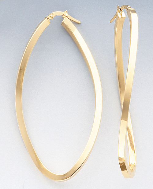 14k Gold Italian 60.6mm Hoop Earrings With Twist Design