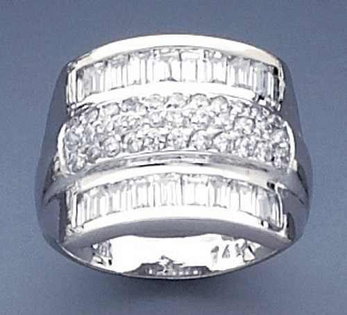 14K White Gold 14.7mm Ring With 1.5ct. Cubic Zirconia