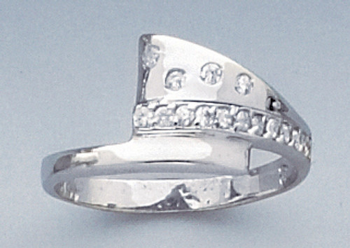 14K White Gold 10.5mm Ring With 0.35ct. Cubic Zirconia