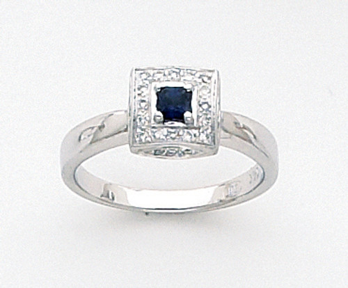 White Gold 0.43 Ct Sapphire Ring Surround It By 0.04 C