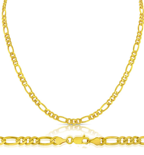 18K Yellow Gold 4.0mm Figaro Chain 22 Inches