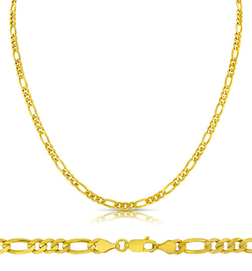 18K Yellow Gold 3.1mm Figaro Chain 18 Inches