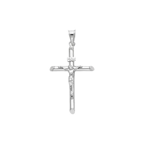 14k White Gold 35.5mm Diamond Cut Cross