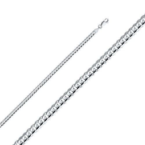 18k White Gold (Nickel Free) 4.0mm Flat Curb Chain 18 Inches