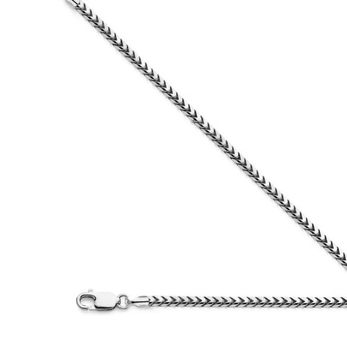 18k White Gold (Nickel Free) 2mm Franco Chain 18 Inches