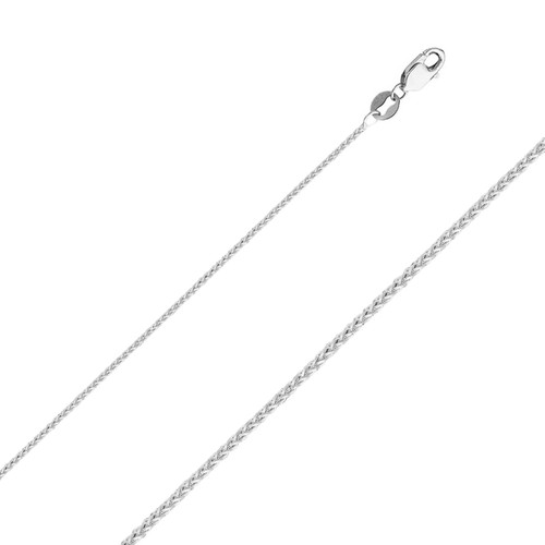 18k White Gold (Nickel Free) 1.25mm Spiga (wheat) Chain 22 Inches