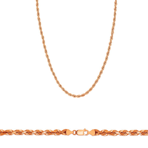 14k Rose Gold 2mm Rope Chain 16 In