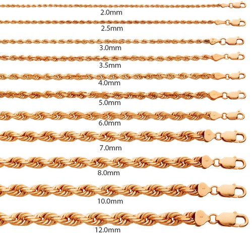 14k Rose Gold 3.5mm Rope Chain 18 In