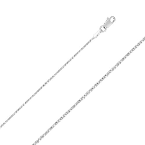 18k White Gold (Nickel Free) 1.7mm Spiga (wheat) Chain 30 Inches