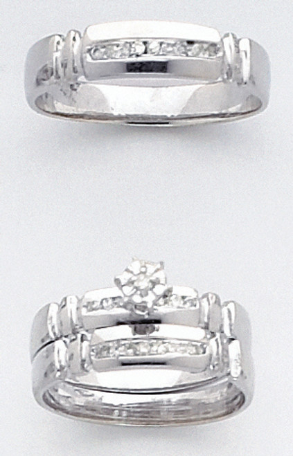 Details about   14K White Gold Over 2.5Ct Princess Cut Diamond Bridal Engagement Couple Ring Set 
