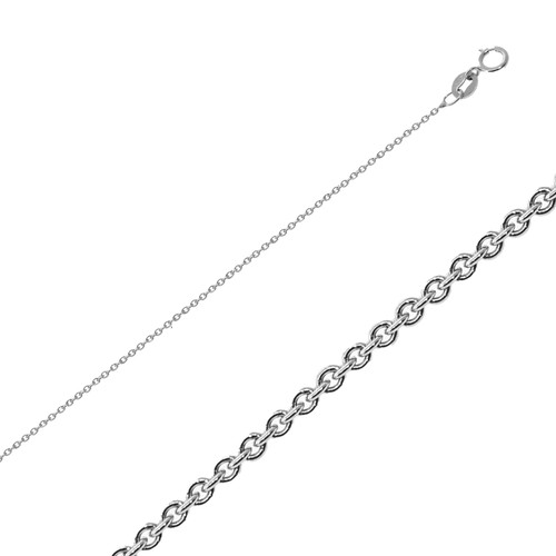 14k White Gold (Nickel Free) Rolo Chain 1.25mm Wide 18 Inches