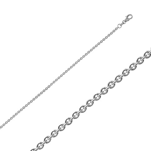18k White Gold (Nickel Free) rolo(cable)chain 1.6mm 16 Inches