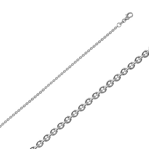 18k White Gold (Nickel Free) rolo(cable)chain 1.8mm 18 Inches