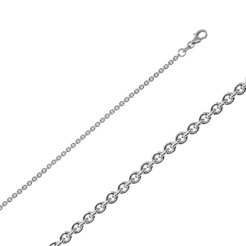 18k White Gold (Nickel Free) rolo(cable)chain 2.3mm 16 Inches