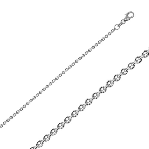 18k White Gold (Nickel Free) rolo(cable)chain 2.7mm 18 Inches