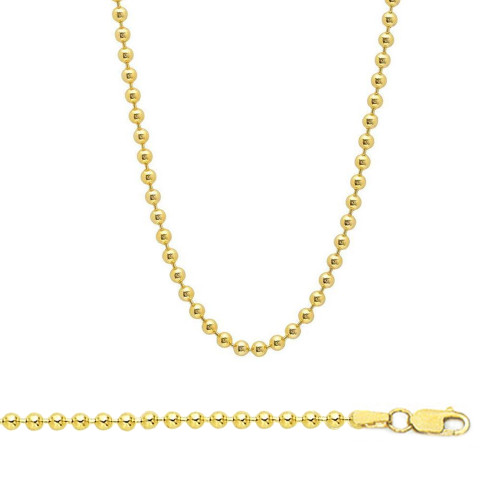 14k Gold Bead Link Chain, 3mm Wide 16 Inches