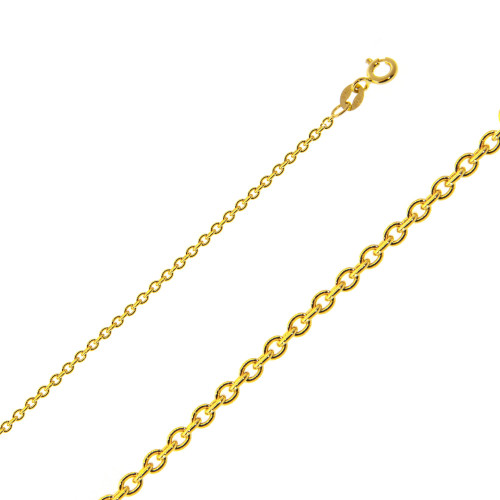 14k Gold Rolo (cable) Link Chain, 1.25mm Wide 18 Inches