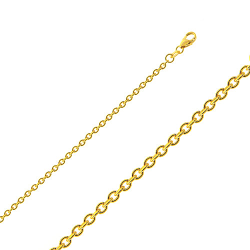 14k Gold Rolo (cable) Link Chain, 1.6mm Wide 22 Inches