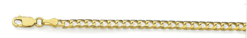 14k Yellow Gold Square Cuban Link Chain, 3mm Wide 18 Inches
