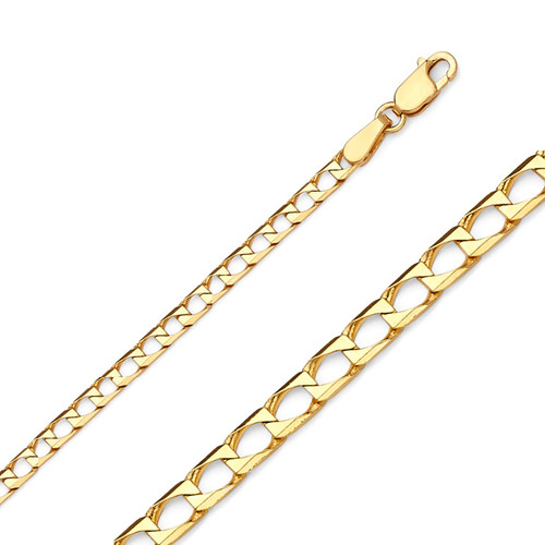 14k Yellow Gold Square Cuban Link Chain, 3mm Wide 22 Inches