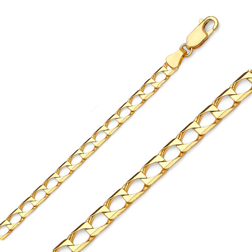 14k Yellow Gold Square Cuban Link Chain, 3.5mm Wide 18 Inches