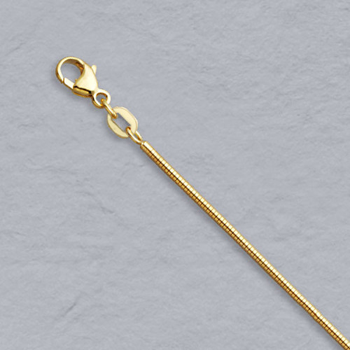 18K Yellow Gold 1.4mm Round Snake Chain 22 Inches