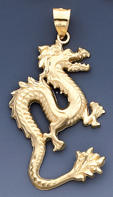 14k Gold 53mm High Dragon Charm