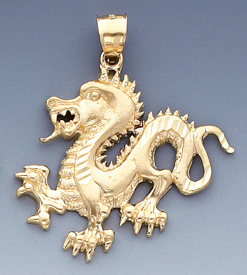 14k Gold 43.5mm High Dragon Charm