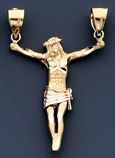 Tri Color 48.2mm Diamond Cut Crucifixion Charm