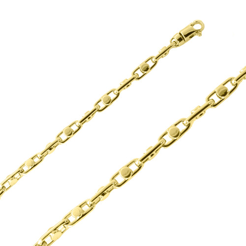 14K Yellow Gold 4.1mm Fancy Hand Made Chain 16 Inches