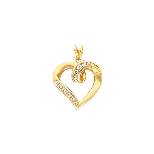 14k Yellow Gold Diamond Heart Pendant 1/4 ct. 24.5x19