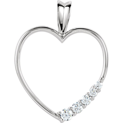 14k White Gold Diamond Heart Pendant 0.50 28.00mmx27.8mm