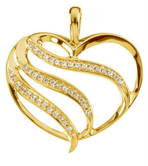 14k Yellow Gold Diamond Heart Pendant 1/5 ct.
