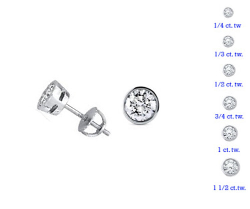 Stunning 3/4 Ct Round Bezel Set Diamond Earrings