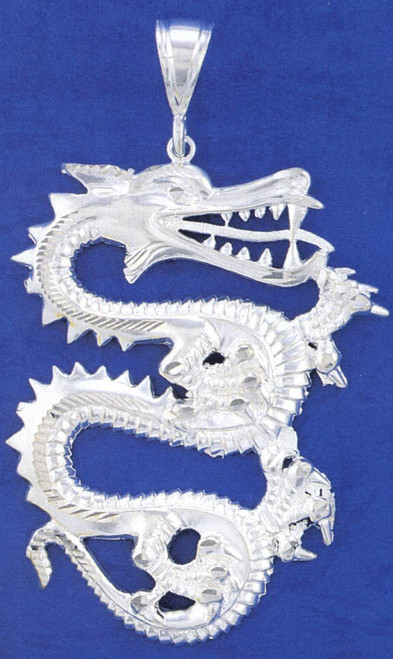 Sterling Silver 4 1/2 inchesby 2 3/4 inches  Dragon Charm