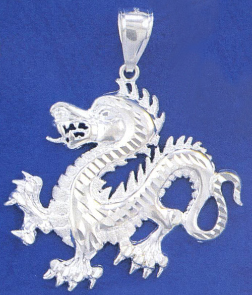 Sterling Silver 2 1/2 inchesby 2 1/4 inches  Dragon Charm