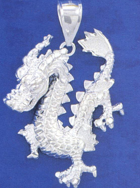 Sterling Silver 2 1/2 inchesby 1 1/2 inches  Dragon Charm