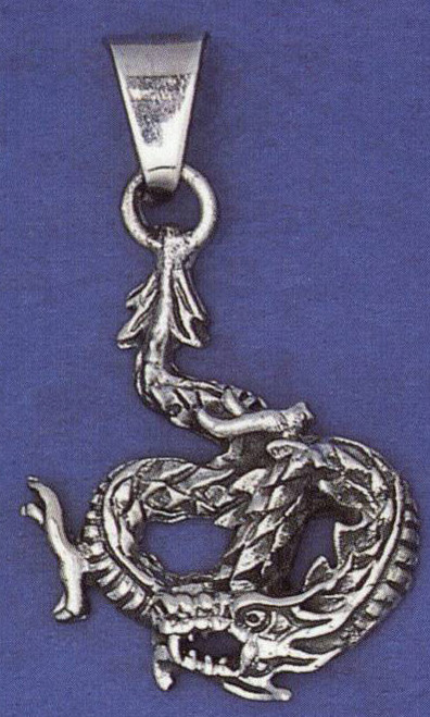 Sterling Silver 2 inchesby 1 1/4 inches  Dragon Charm