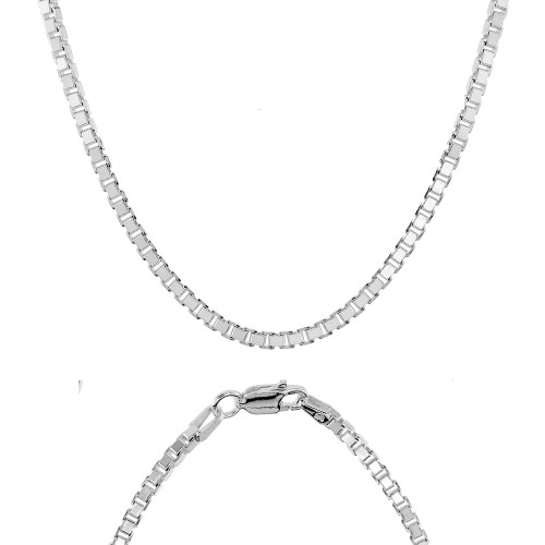 Sterling Silver "Nickel Free" 2.25mm Box Chain 30"