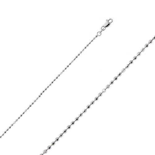 14k White Gold (Nickel Free) 1.2mm Faceted Ball Chain 30 Inches