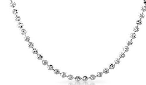 14k White Gold (Nickel Free) 3.0mm Moon Diamond Cut Ball Chain 20 Inches