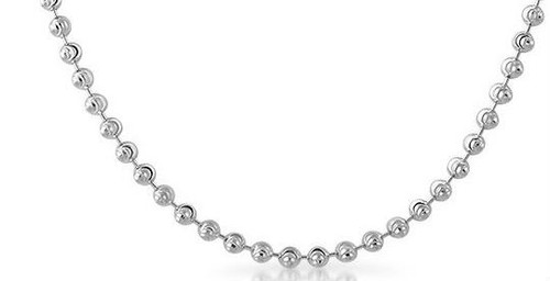 14k White Gold (Nickel Free) 4.0mm Faceted Ball Chain 16 Inches