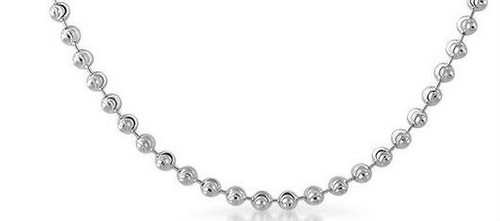 14k White Gold nickel Free5.0mm Faceted Ball Chain 16 Inches