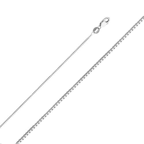 14k White Gold (Nickel Free) Box Chain 0.7mm Wide 22 Inches