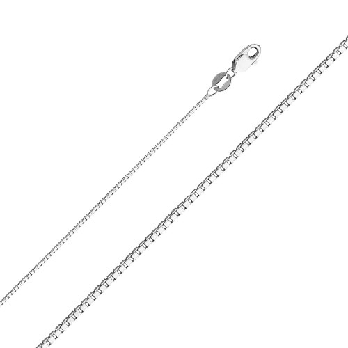 14k White Gold (Nickel Free) Box Chain 0.8mm Wide 30 Inches