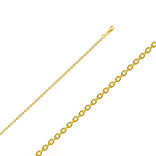 14k Gold Rolo (cable) Link Chain, 1.4mm Wide 24 Inches
