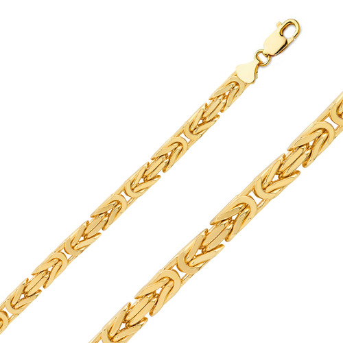 14k Gold 7.0mm Byzantine Chain 18 Inches