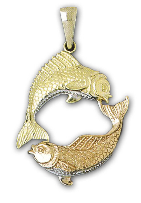14k Tri-gold Pisces Charm (pendant)