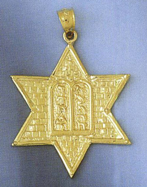 14k Yellow Gold Star Of David 1.50 Inches High Charm (pendant)