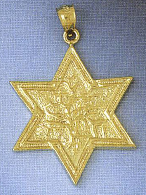 14k Yellow Gold Star Of David 1.51 Inches High Charm (pendant)